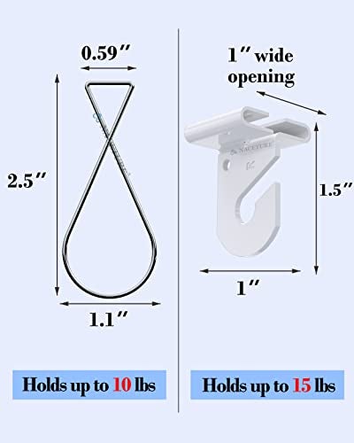 NACETURE 75 PCS Drop Ceiling Hooks – 25 Heavy Duty Ceiling Hooks + 50 Clip-on Tile Hangers, No-Drill, Hold 15 lbs – for Hanging Lights, Decorations, Plants in Home, Office, Classroom - Image 4