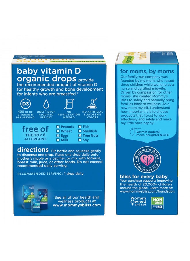 Mommy's Bliss Organic Baby Vitamin D Drops Promotes Healthy Growth and Bone Development Age Newborn+ 0.11 Fl Oz (100 Servings)  - Image 5