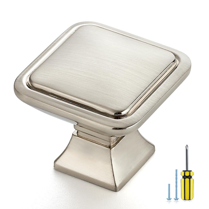 Ravinte Decor 25 حزمة مقابض خزانة من النيكل المصقول - مقابض المطبخ والأدراج 1.2 بوصة مربعة من أجهزة الخزانة الصلبة - Image 1