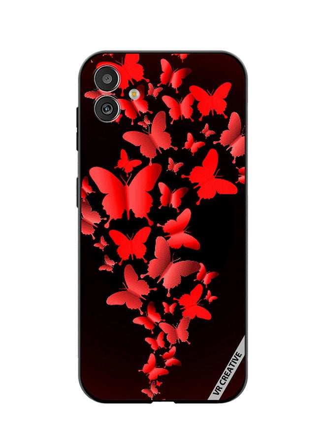 VR CREATIVE Protective Case Cover For Samsung Galaxy M13 5G Red Butterflies Design Multicolour - Image 1