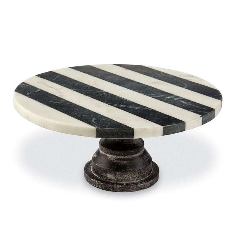 mud pie Black and White Marble Cake Pedestal - Image 1
