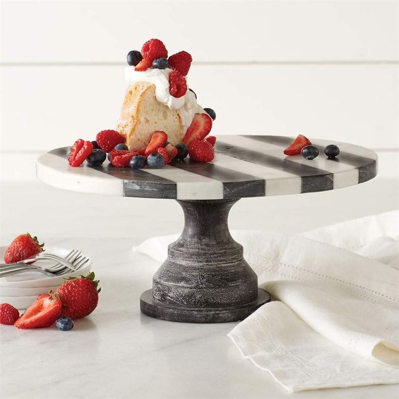 mud pie Black and White Marble Cake Pedestal - Image 2