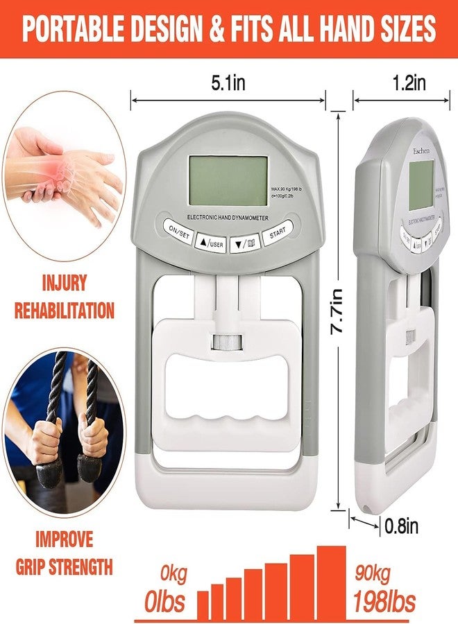 JELLEX Grip Strength Tester Trainer - Dynamometer Handgrip Measurer Meter, Handheld Strengthener Exerciser for Sports, School, and Home Use (198Lbs / 90Kgs) - Image 2