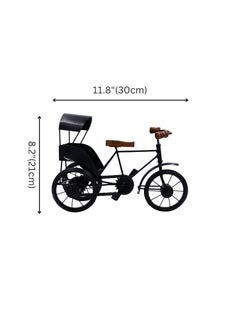 NATRIEL NATRIEL Handicrafts Antique Wood and Wrought Vintage Iron Mini Cycle Rickshaw Toy Black Brown Small showpiecePack of 1 Vintage Cycle Rickshaw 30x12x21 cm  - Image 5