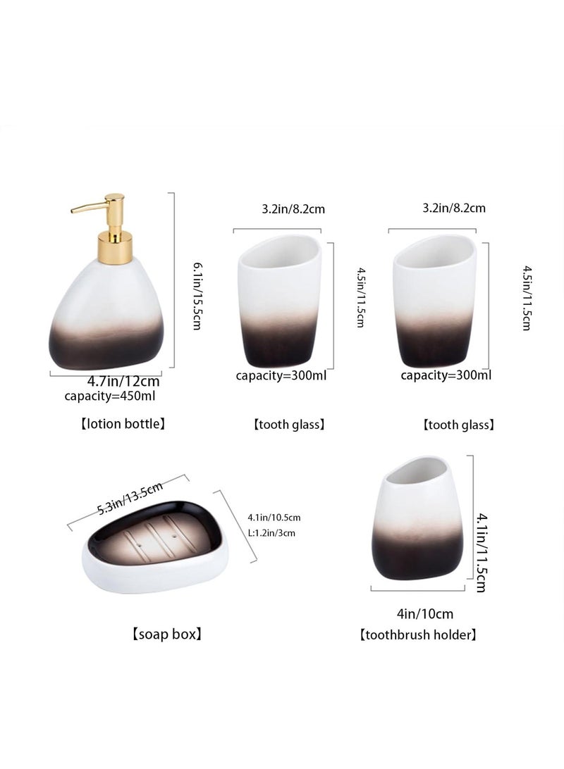 Bathroom Accessories Set,Modern Countertop Bathroom Decor,Luxury 6 Piece Bathroom Accessory Set,Complete with Soap Dispenser,Toothbrush Holder,Tumbler,Tray - Image 3