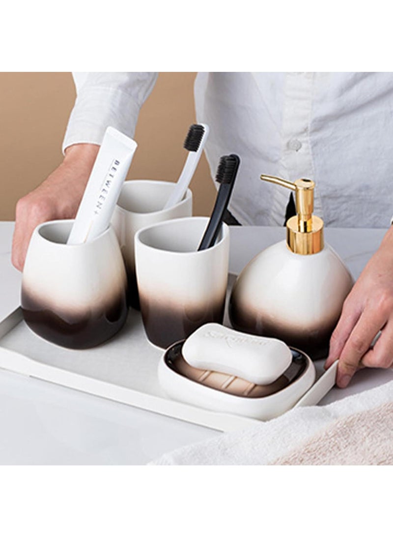 Bathroom Accessories Set,Modern Countertop Bathroom Decor,Luxury 6 Piece Bathroom Accessory Set,Complete with Soap Dispenser,Toothbrush Holder,Tumbler,Tray - Image 4