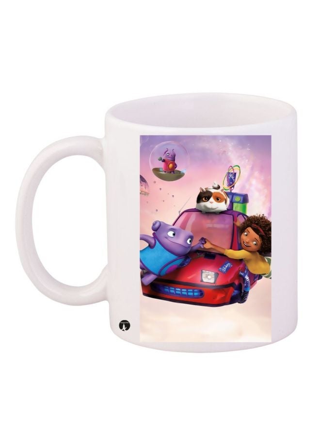 Flying Car Printed Coffee Mug White/Red/Blue 11ounce