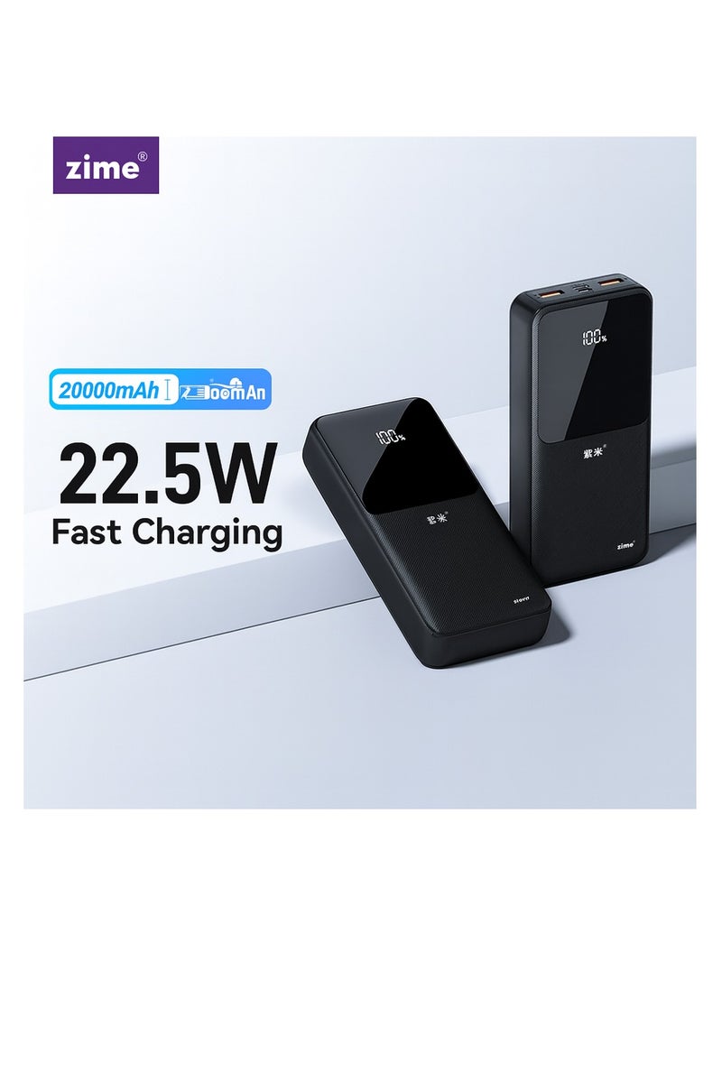 zime باور بانك زيم Y51، 20,000 مللي أمبير، 22.5 واط كحد أقصى شاحن محمول سريع، 1 USB-C، 2 USB-A، حزمة بطارية لهواتف آيفون 16/15/14/13، جالاكسي، والمزيد - Image 1