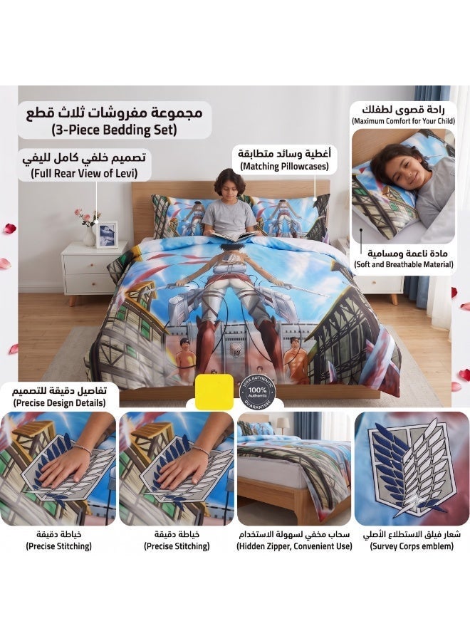 فورتي طقم مفروشات بطبعات حضرية ثلاثية الأبعاد - تصميم ديناميكي لأفق المدينة وشخصيات الأنمي، غطاء لحاف من الألياف الدقيقة الناعمة مع 2 وسادة للمراهقين وغرف النوم العصرية - Image 3