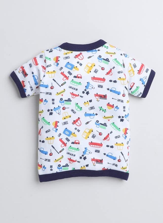 BUMZEE Navy & Multi Boys Half Sleeves Regular Fit Jablas Pack of 3 Age - 0-3 Months (Peb8213B-Nbl.Mlt) - Image 3