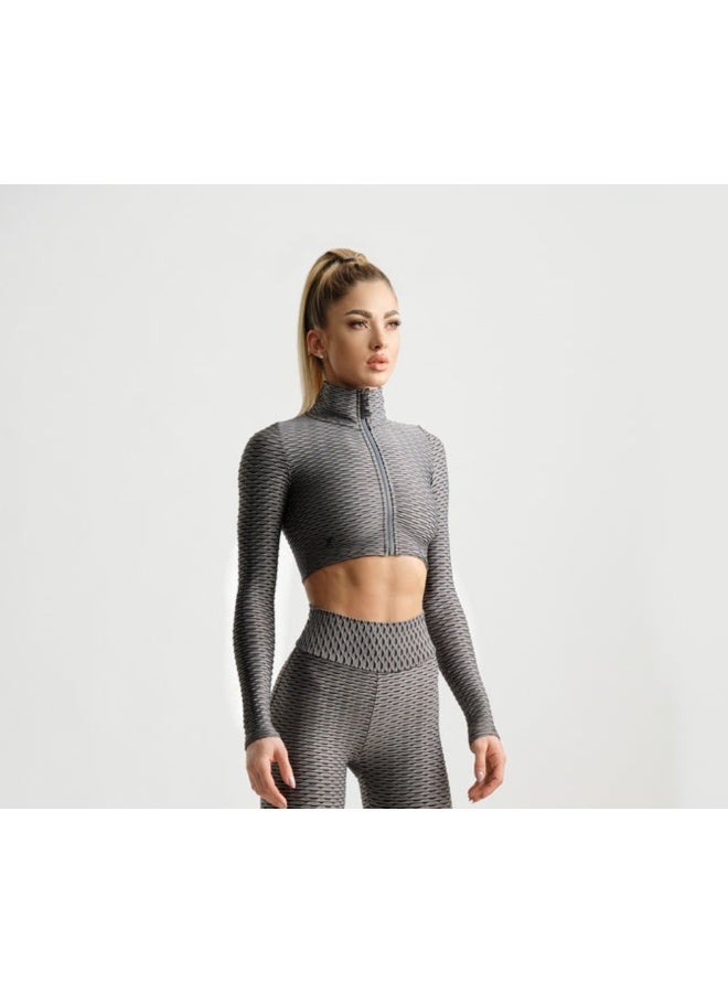 Tessitura Crop zipper top 3D - Grey - Image 1
