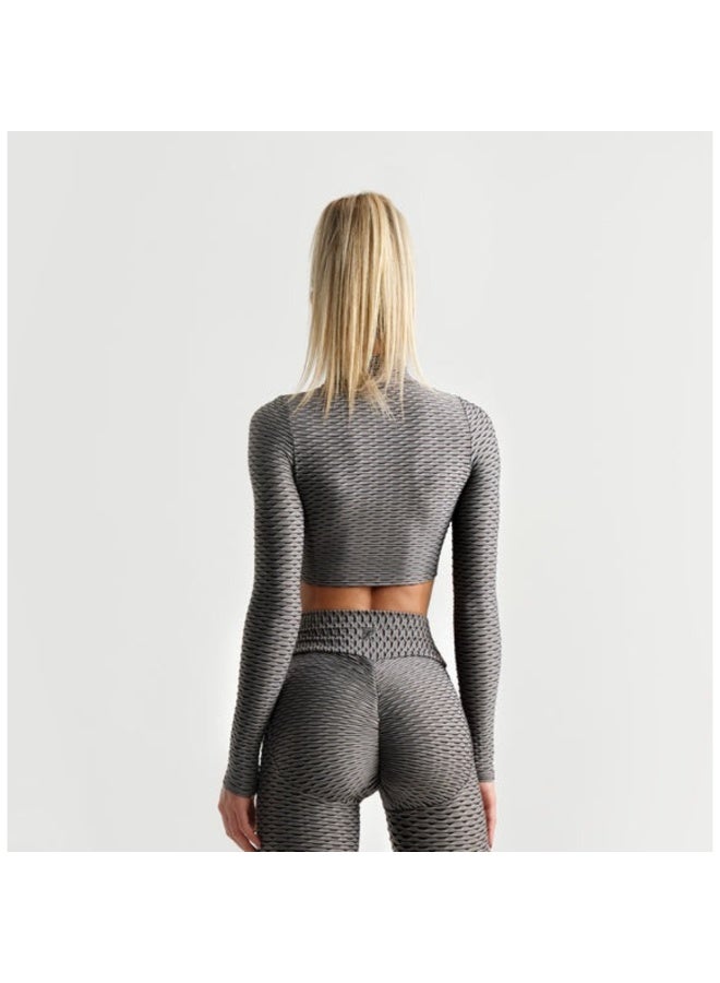 Tessitura Crop zipper top 3D - Grey - Image 2