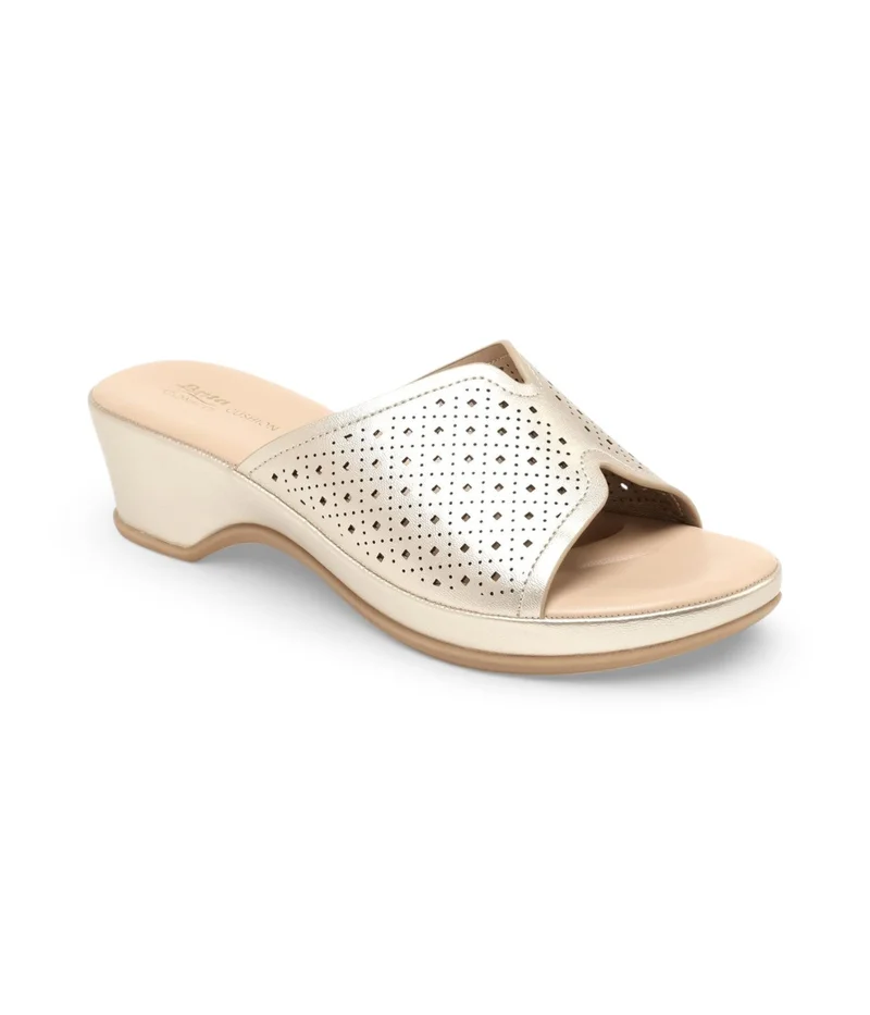 Bata  Perforated Comfort Wedge Sandals for Women | Best Price UAE