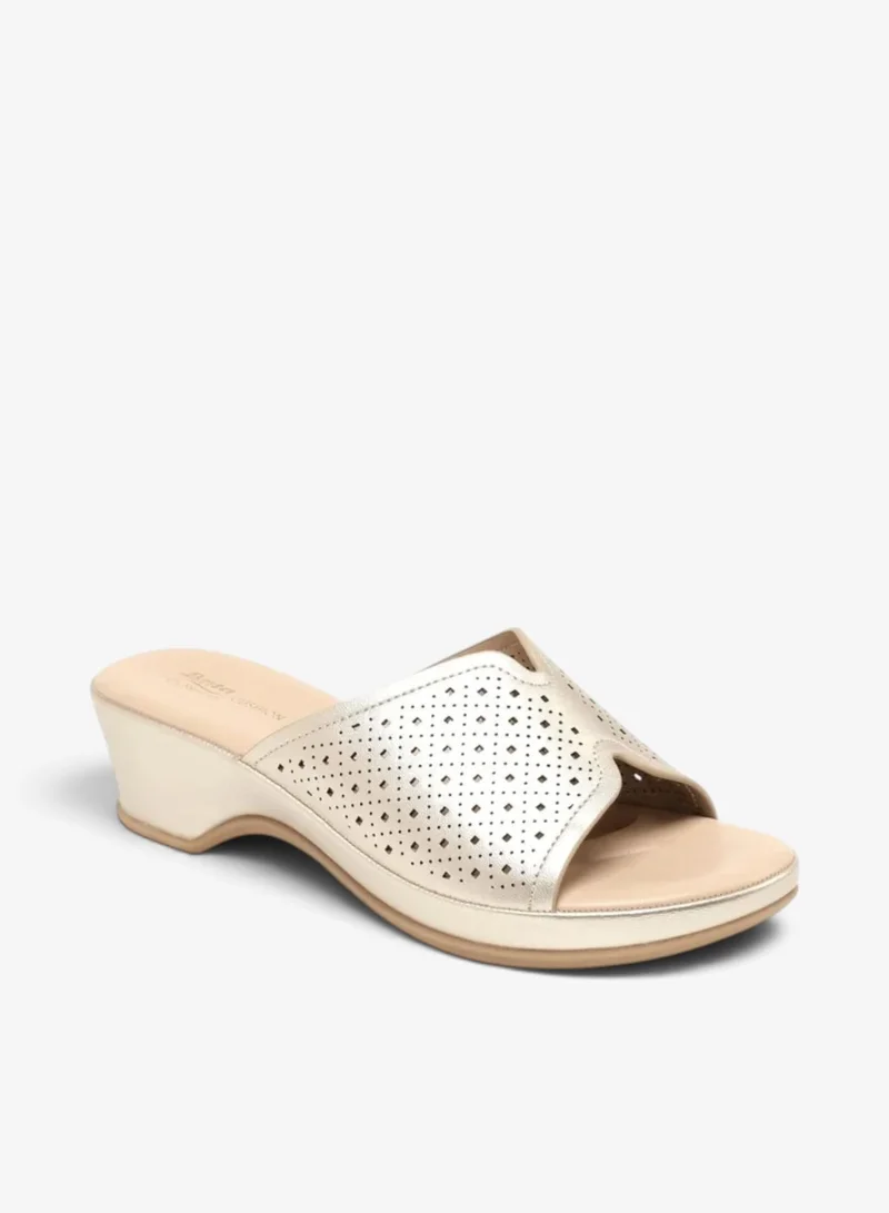 Bata Perforated Comfort Wedge Sandals
