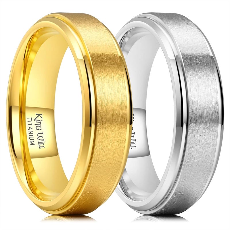 King Will Titanium Wedding Band for Men Women- 3-10mm Width Black/Sliver/Gold High Purity Titanium Promise Wedding Ring Comfort Fit for Daily Wear Size 6-14 - Image 1