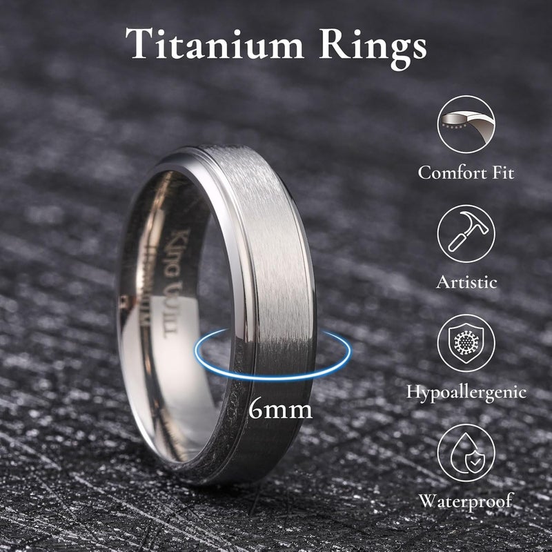 King Will Titanium Wedding Band for Men Women- 3-10mm Width Black/Sliver/Gold High Purity Titanium Promise Wedding Ring Comfort Fit for Daily Wear Size 6-14 - Image 2