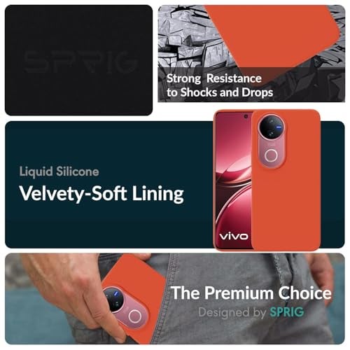 SPRIG Compatible with iQOO Z10R 5G Premium SilkTone Back Cover Drop Tested Shock Proof Mobile Case for Men, Women, Boys and Girls with Camera Protection (Orange) - Image 2