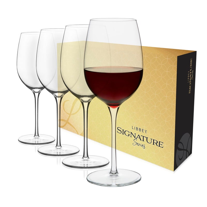 Libbey Signature Kentfield All Purpose Wine Glasses Set of 4, Red and White Long Stem Wine Glasses, Curvature Wine Glass Gift Set for All Occasions - Image 1