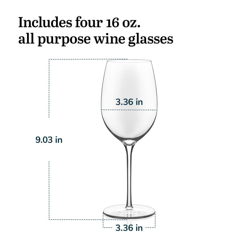 Libbey Signature Kentfield All Purpose Wine Glasses Set of 4, Red and White Long Stem Wine Glasses, Curvature Wine Glass Gift Set for All Occasions - Image 3