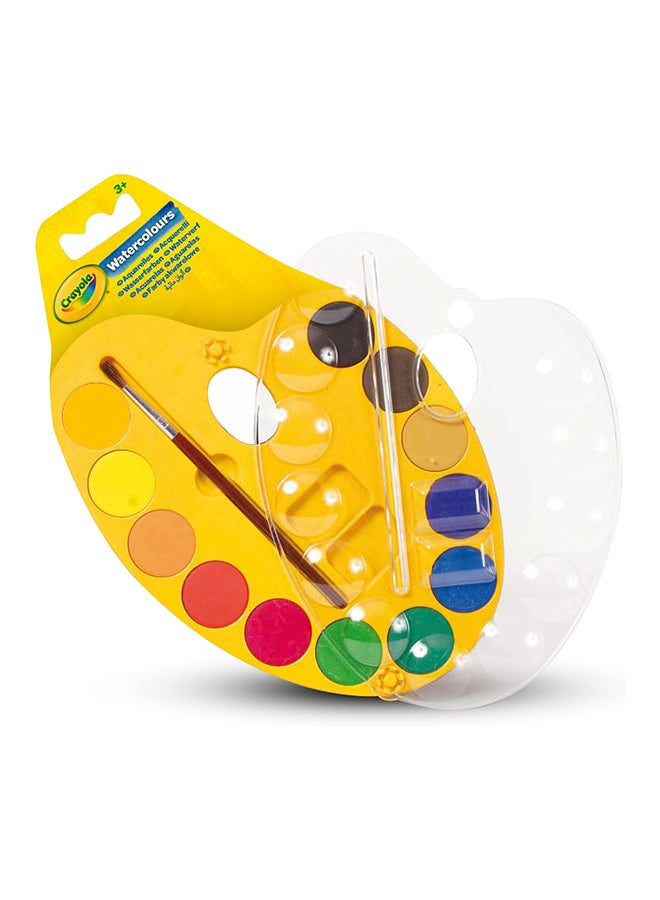Crayola طقم ألوان مائية للأطفال – 12 لون قابل للغسل مع فرشاة ولوحة قابلة للقفل | مستلزمات فنية غير سامة للرسم والمدرسة والأنشطة الإبداعية - Image 1