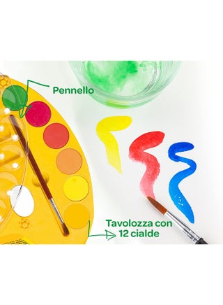 Watercolour Paint Set for Kids – 12 Washable Paints with Brush & Lockable Palette | Non-Toxic Art Supplies for Painting, School & Creative Activities - view 2