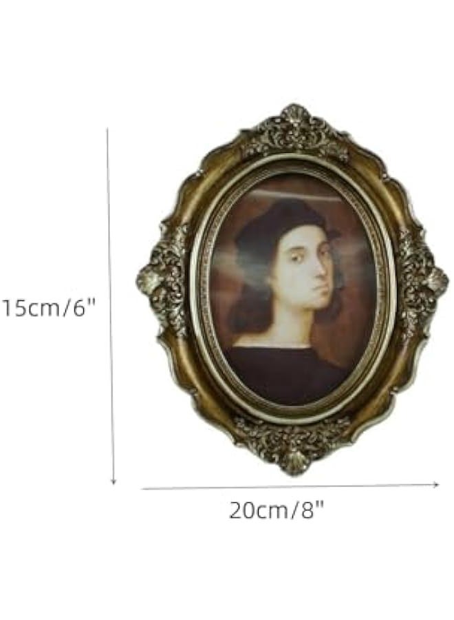 1PCS 5.7x3.9 Inch Vintage Oval Photo Frame Antique Ornate Gold Frame for Tabletop Wall Display Decorative Retro Home Decor Old Fashioned Photo Gallery Art - Image 1