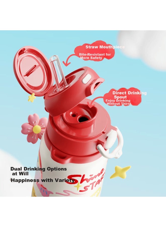 Haers Cartoon Insulated Bottle 316 Stainless Steel Large Capacity Portable Straw Thermos Blueberry Jelly 630ml - Image 2
