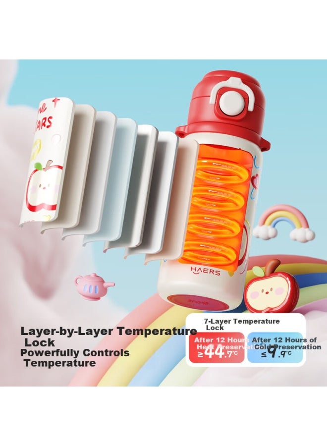 Haers Cartoon Insulated Bottle 316 Stainless Steel Large Capacity Portable Straw Thermos Blueberry Jelly 630ml - Image 1