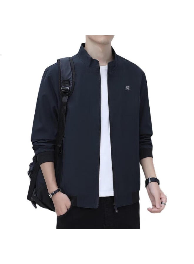 ROMON Jacket For Men, Autumn Outerwear, Stand-Up Collar, Executive Business Jacket, Versatile Commuter Menswear, Zh606, Dark Blue, Xl - Image 2
