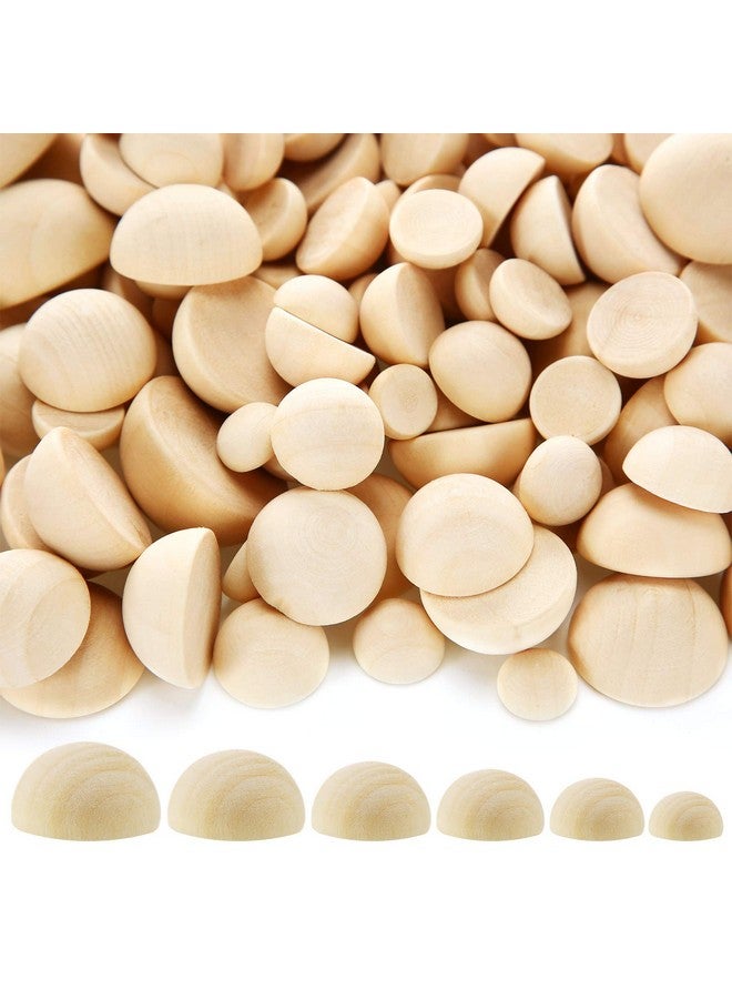 Jetec 300Pcs Half Wooden Beads 6 Sizes Natural Half Wooden Balls Unfinished Round Split Wood Balls Half Craft Beads Wood Mini Hemisphere For Diy Projects Kids Artsgnome Noses(10/12/15/18/20/25Mm) - Image 1