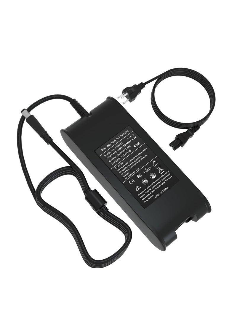 Terabyte شاحن بديل لجهاز ديل كروم بوك 11 3180 3120 ولابتوب ديل لاتيتيود 3380 3190 7490 5400 5480 5490 7390 5590 7280 7290 e7470 e5440 e6430 e6440 سلك طاقة 7.4 مم دائري 90 واط 19.5 فولت 4.62 أمبير محول تيار متردد - Image 1
