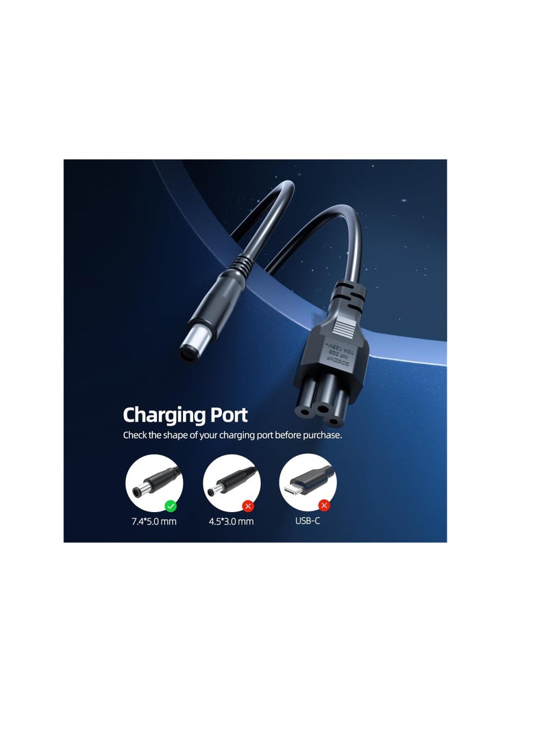 Terabyte شاحن بديل لجهاز ديل كروم بوك 11 3180 3120 ولابتوب ديل لاتيتيود 3380 3190 7490 5400 5480 5490 7390 5590 7280 7290 e7470 e5440 e6430 e6440 سلك طاقة 7.4 مم دائري 90 واط 19.5 فولت 4.62 أمبير محول تيار متردد - Image 4