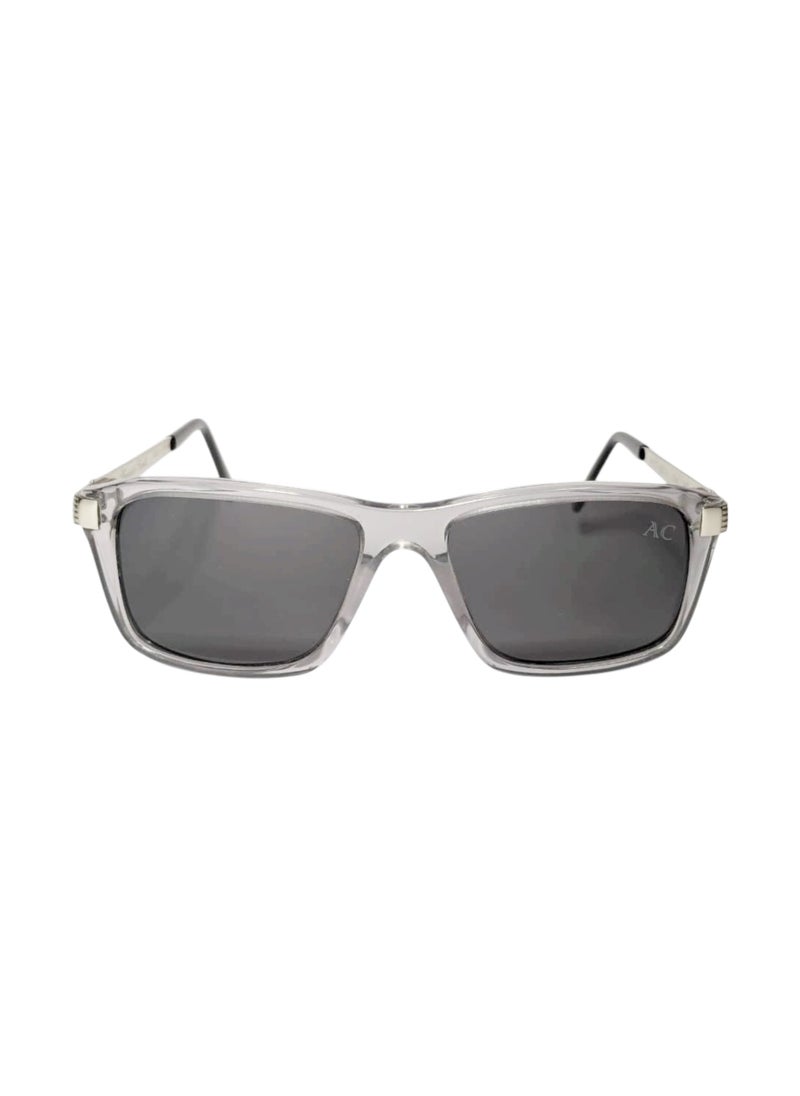 Armando Cavelli - Authentic Armando Cavelli sunglasses, crafted from carefully selected premium acetate for a luxurious look and longevity with extensive use. This model combines modernity and classic style, with a raw transparent light grey acetate front and silver -plated metal temples to complete your luxury look. Comes with premium polymer lenses offer UV400 protection in a grey. - Image 1