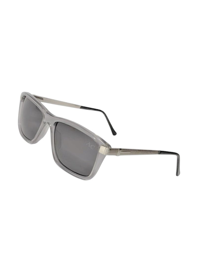 Armando Cavelli - Authentic Armando Cavelli sunglasses, crafted from carefully selected premium acetate for a luxurious look and longevity with extensive use. This model combines modernity and classic style, with a raw transparent light grey acetate front and silver -plated metal temples to complete your luxury look. Comes with premium polymer lenses offer UV400 protection in a grey. - Image 1