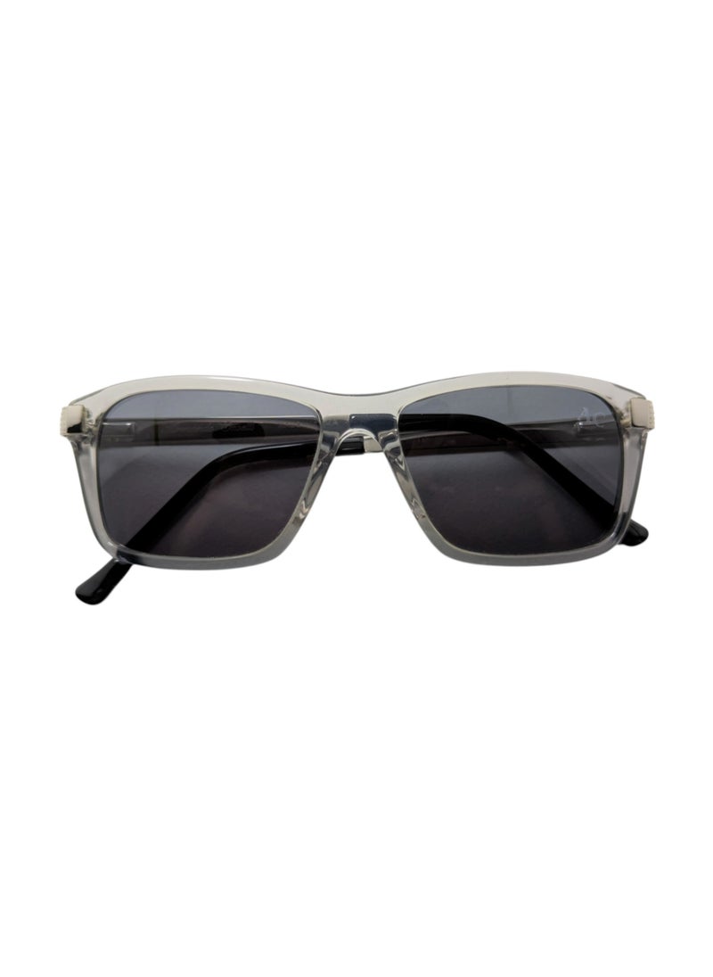 Armando Cavelli - Authentic Armando Cavelli sunglasses, crafted from carefully selected premium acetate for a luxurious look and longevity with extensive use. This model combines modernity and classic style, with a raw transparent light grey acetate front and silver -plated metal temples to complete your luxury look. Comes with premium polymer lenses offer UV400 protection in a grey. - Image 1