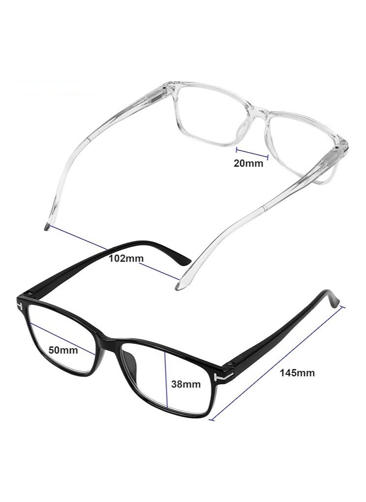 Computer Glasses 2 Pairs Anti Glare Classic Reading Glasses Quality Comfort Glasses for Men and Women