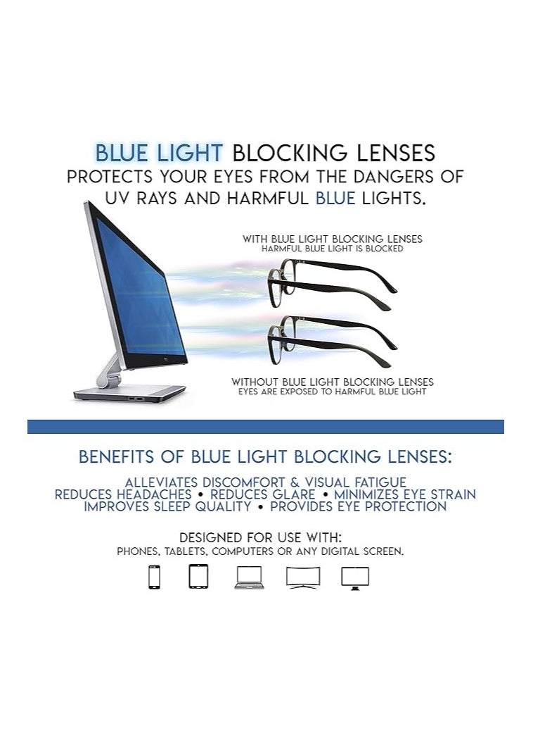 Computer Glasses 2 Pairs Anti Glare Classic Reading Glasses Quality Comfort Glasses for Men and Women