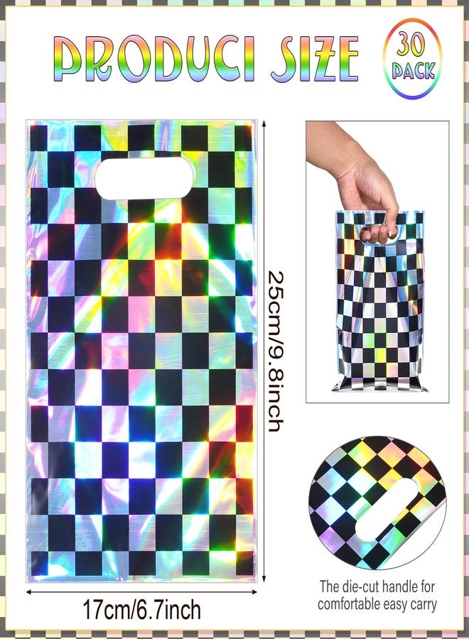 FunnyPars 30 Pcs Iridescent Checkered Race Car Party Favor Bags - Image 2
