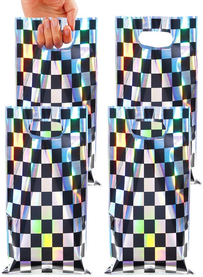 FunnyPars 30 Pcs Iridescent Checkered Race Car Party Favor Bags - Image 1