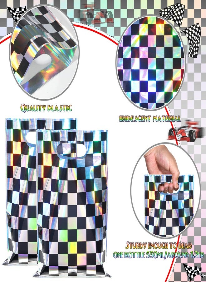 FunnyPars 30 Pcs Iridescent Checkered Race Car Party Favor Bags - Image 3
