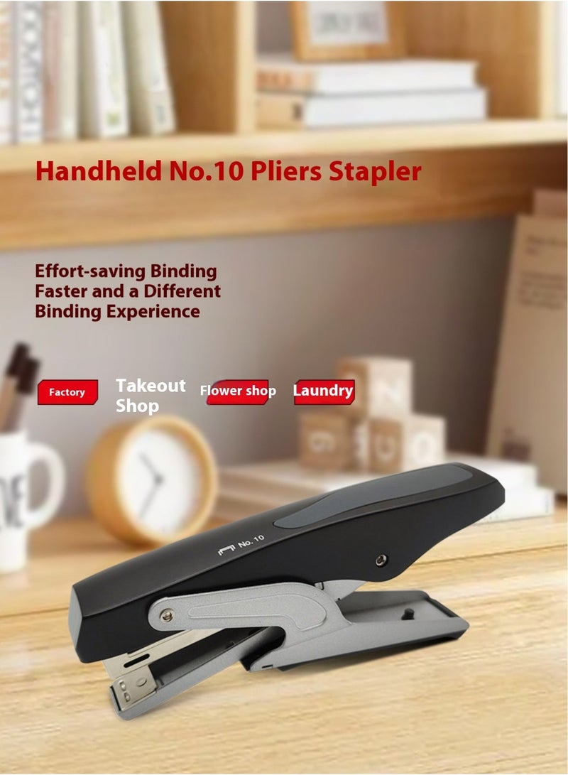 Power-Saving Plier Stapler – Uses #10 Staples, Efficient & Easy Stapling for Home, School & Warehouse (Black) - Image 2