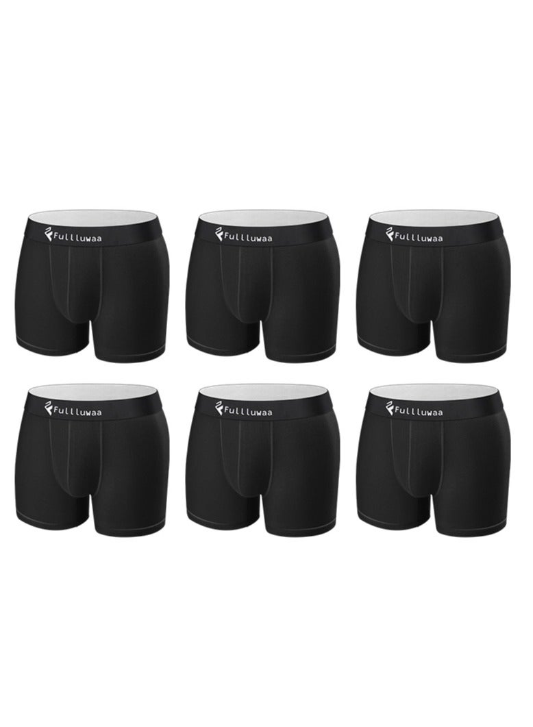 Fullluwaa Fullluwaa Men's boxer briefs, retro, pure cotton material, 6 pieces pure black size XXXL  - Image 2
