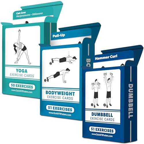 Palace Learning 3 Pack - Dumbbell, Bodyweight & Yoga Pose Exercise Cards - Fitness Workout Playing Cards - Image 1