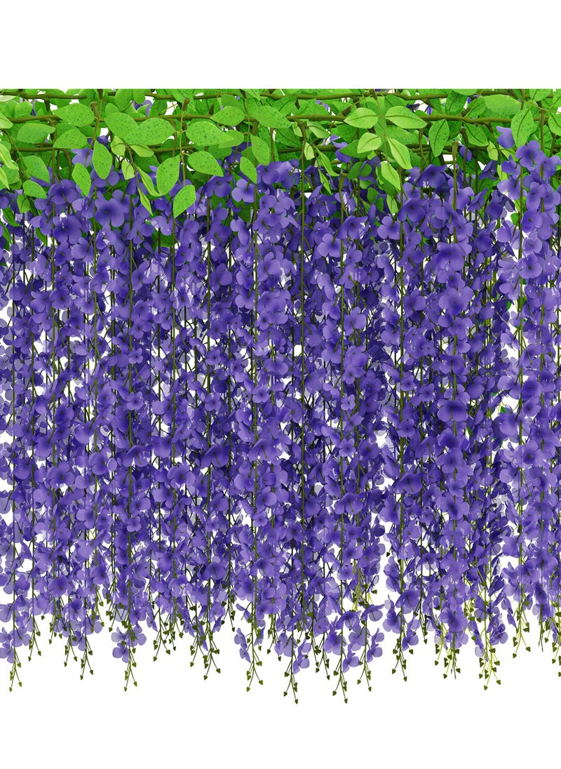Mordely Purple Wisteria Hanging Flowers 6 Feet, 10 Branches Artificial Hanging Flowers Vine Silk Wisteria Arch Flowers Garland for Wedding Garden Patio Party Bedroom  - Image 1