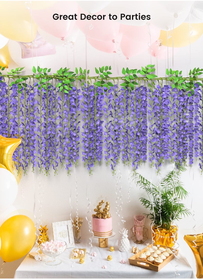 Mordely Purple Wisteria Hanging Flowers 6 Feet, 10 Branches Artificial Hanging Flowers Vine Silk Wisteria Arch Flowers Garland for Wedding Garden Patio Party Bedroom  - Image 4