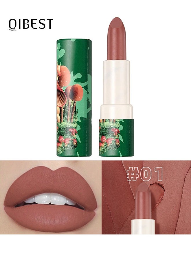 QiBest - Nude Matte Lipstick, Paper Tube Lipstick Lip Gloss, Long Lasting Waterproof Non-Stick Cup Not Fade, Velvet Smooth Crayon Lip Stain For Women Makeup - Image 1
