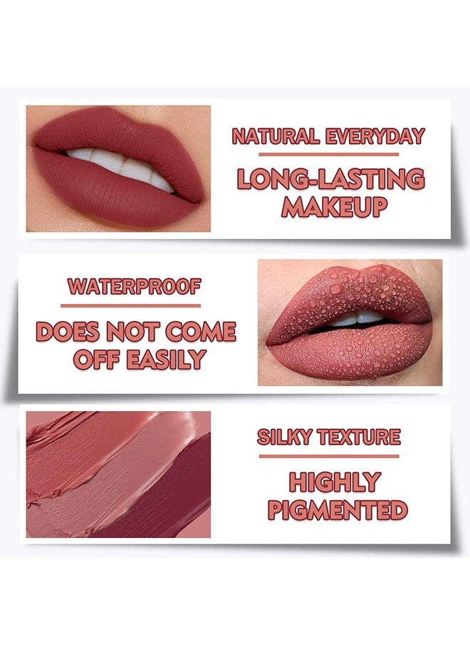 QiBest - Nude Matte Lipstick, Paper Tube Lipstick Lip Gloss, Long Lasting Waterproof Non-Stick Cup Not Fade, Velvet Smooth Crayon Lip Stain For Women Makeup - Image 1