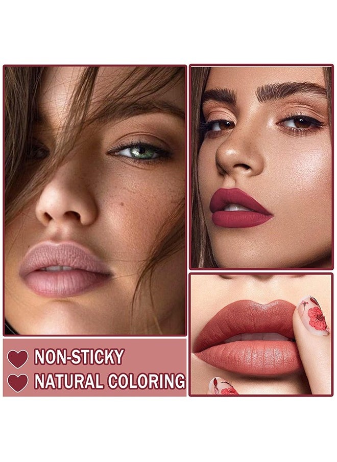 QiBest - Nude Matte Lipstick, Paper Tube Lipstick Lip Gloss, Long Lasting Waterproof Non-Stick Cup Not Fade, Velvet Smooth Crayon Lip Stain For Women Makeup - Image 1