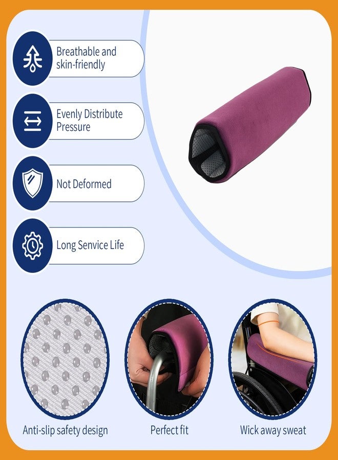 KUAZIDAR Wheelchair Armrest Covers (Pair)-Memory Foam Wheelchair armrest Pads Wicking Washable Non Slip Arm Rest Cover Cushion Pad for wheelchairs Office Chairs armchairs (Dark Purple) - Image 2