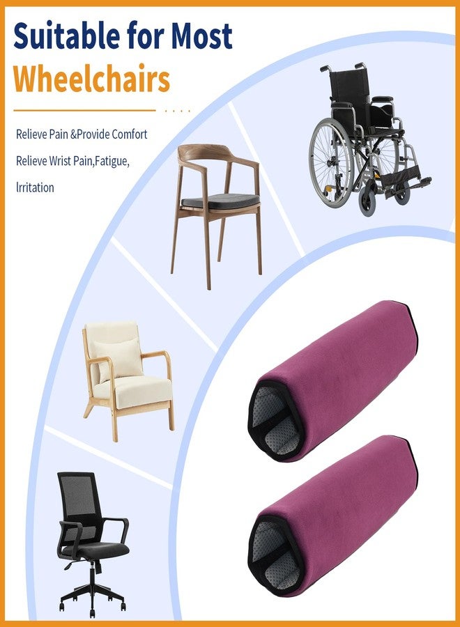 KUAZIDAR Wheelchair Armrest Covers (Pair)-Memory Foam Wheelchair armrest Pads Wicking Washable Non Slip Arm Rest Cover Cushion Pad for wheelchairs Office Chairs armchairs (Dark Purple) - Image 5